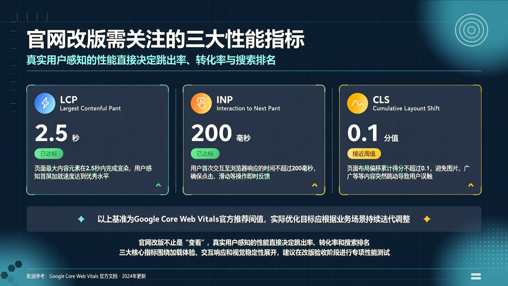 年官网改版需关注的三大性能指标及基准数据参考
