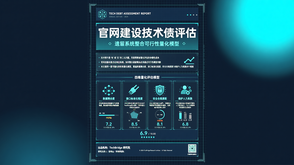年官网建设技术债评估:遗留系统整合的可行性量化模型